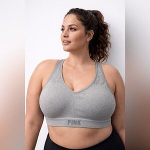 PINK Victoria’s Secret Women's Gray Seamless Strappy Sport Bra XL Athleisure